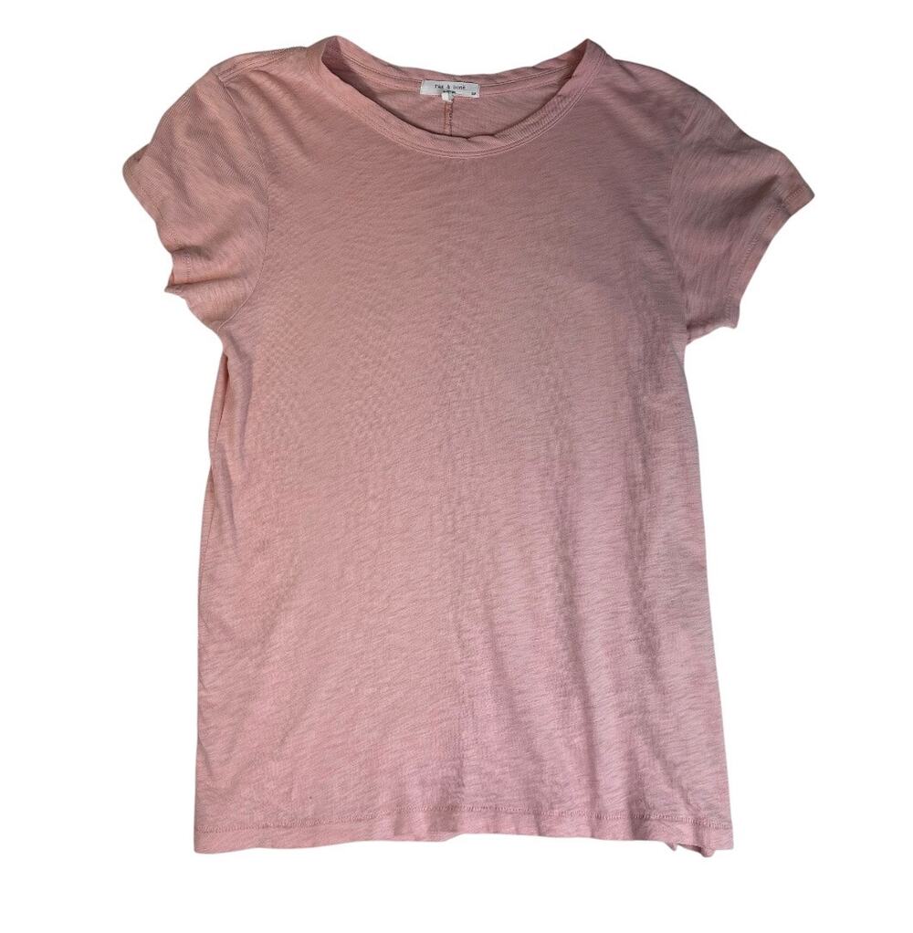 RAG & BONE WOMEN'S PINK CREWNECK SHORT SLEEVE SLUB 100% PIMA COTTON TEE SHIRT S